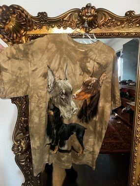 The Mountain Brown Tie-Dye Doberman Trio Graphic Tee vintage